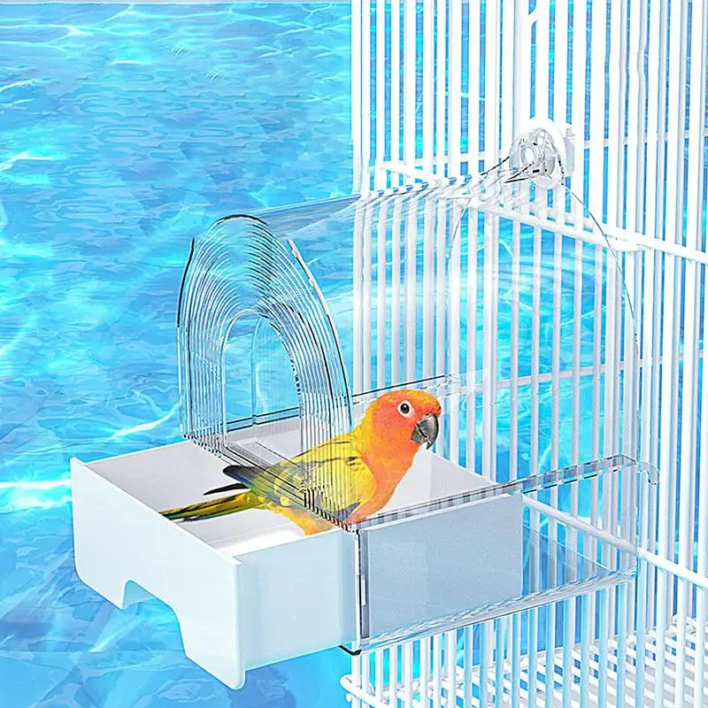 

Parrot Bird Bathtub Shower Drawer For Pet Parakeet Bird Cage Accessory Transparent Bird Bath Tub Bowl For Parakeets Canaries