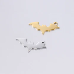 5pcs/Lot Stainless Steel Charms Animal Bat Decorations Halloween Party Supplies For Diy Making Necklace Bracelet Pendant Jewelry