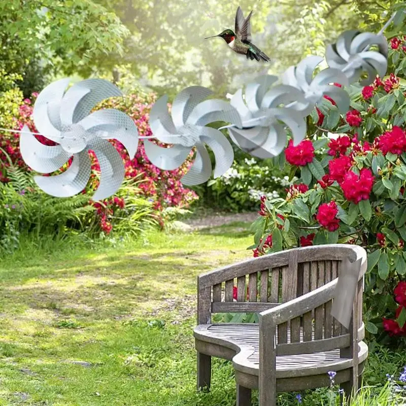 8pcs Bird Repellent Reflective Pinwheels 10m Scare Birds Repeller Wind Pinwheels Hanging Ornaments for Home Garden Decor