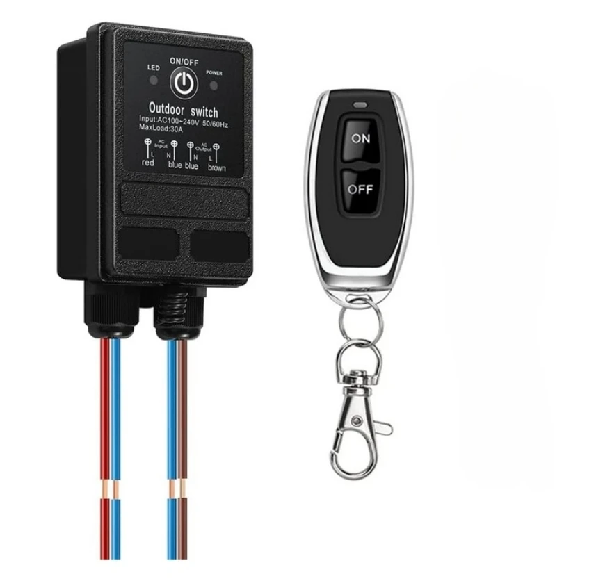 

Radio Control 30A Remote Switch For Outdoor Lighting Black Stable Signal Transmission Anti-interference Coding