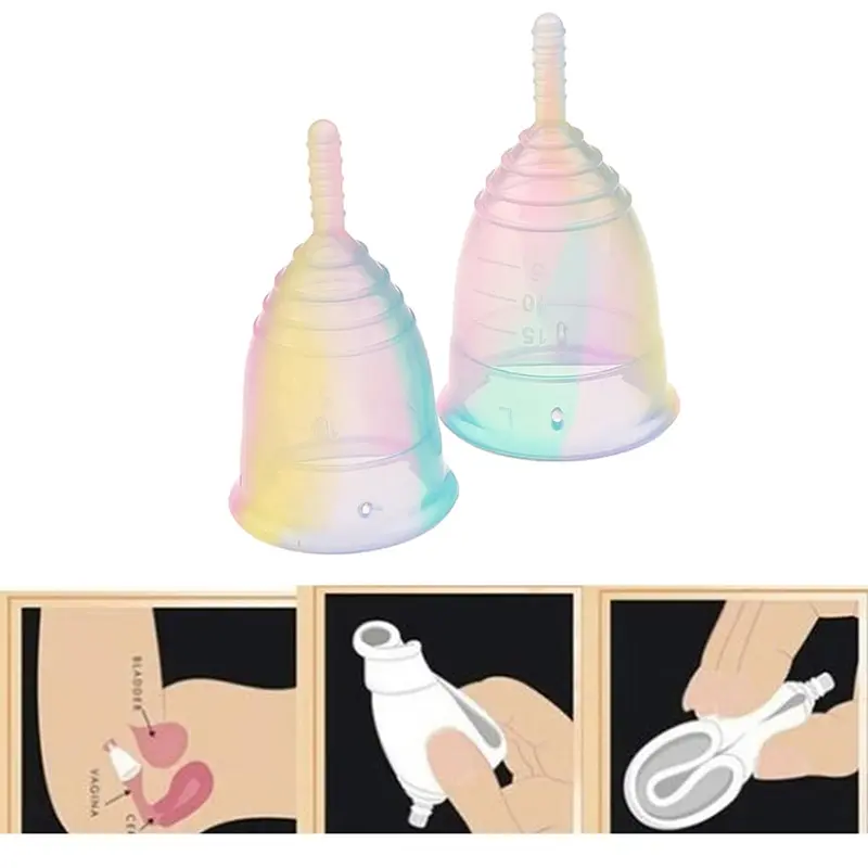 Kleurrijke Vrouwen Cup Medische Siliconen Menstruatie Cup Dameshygiëne Menstruatie Lady Cup Gezondheidszorg Periode Cup Hot Koop