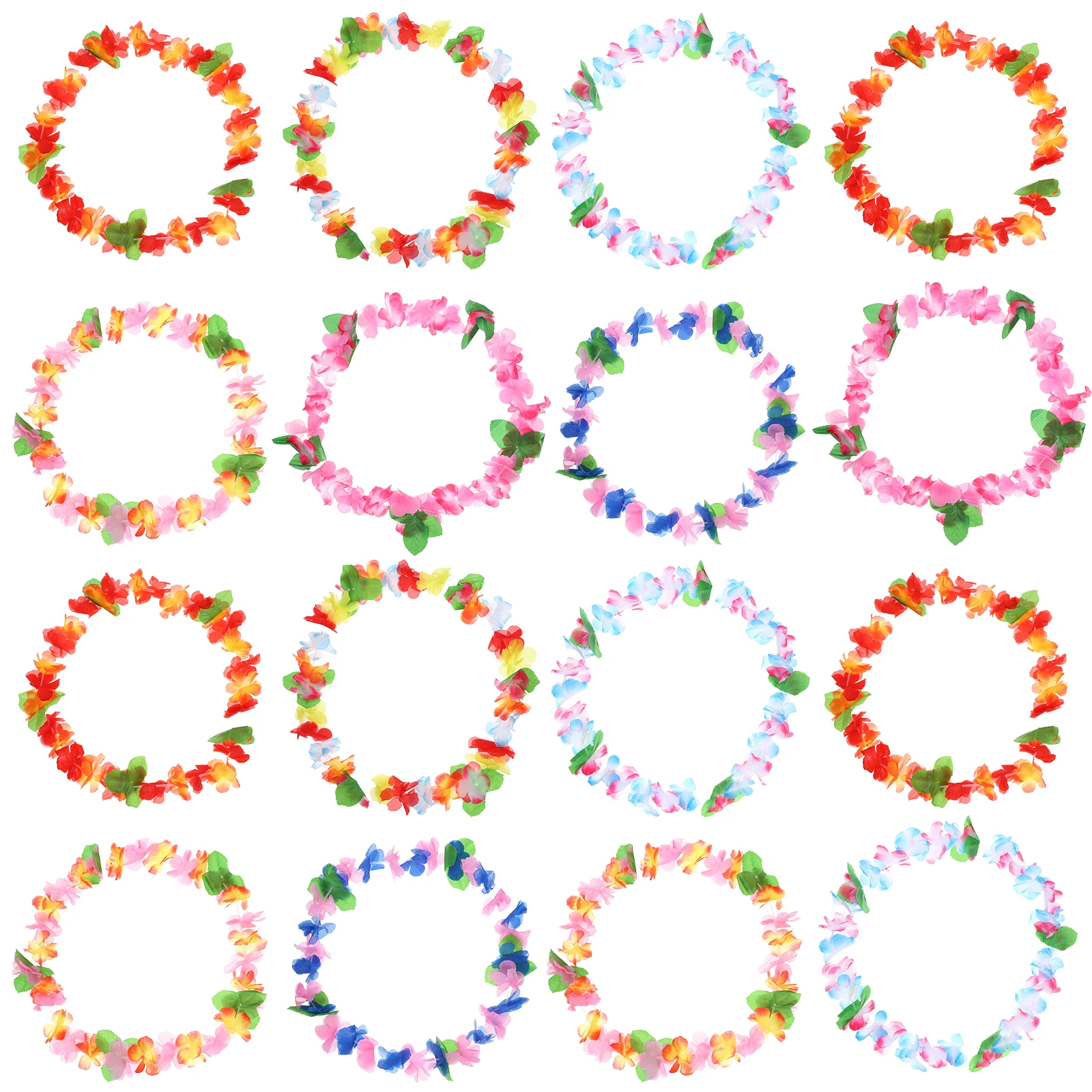 

24pcs Set Hawaiian Leis Artificial Flower Necklace Party Decorations Beach Theme Events Accessories