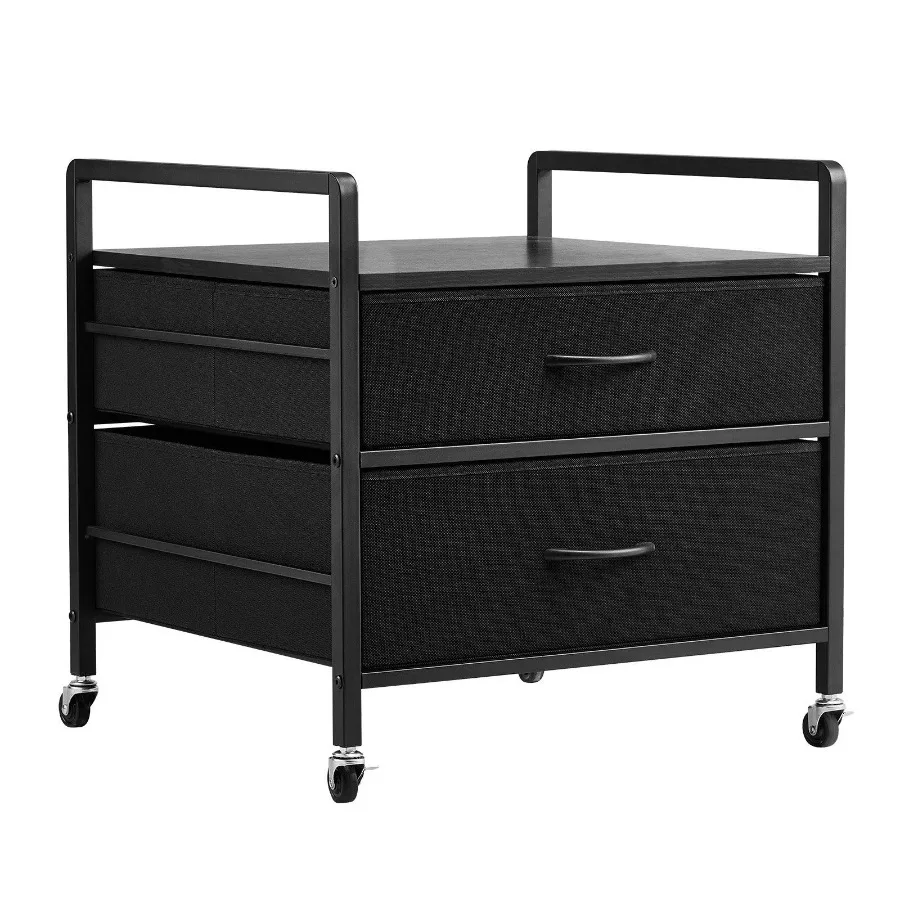 

Подставка для мини-холодильника с местом для хранения, черная, грузоподъемность 176 фунтов, мобильный стол с 2 ящиками и 4 поворотными колесами для общежития, квартиры, офиса