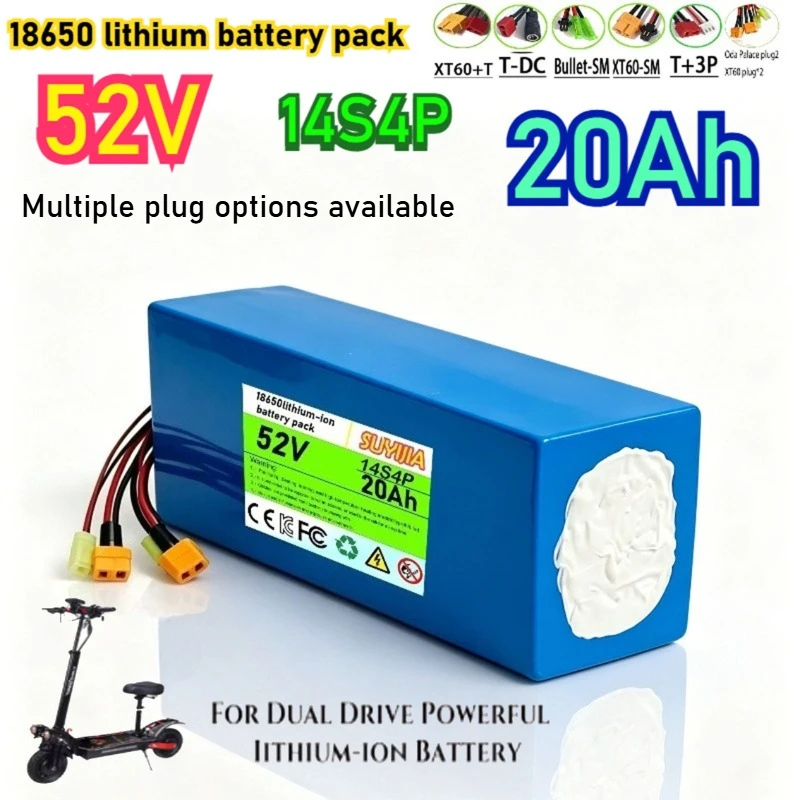 

52V 20Ah 14S4P 18650 Brand new lithium-ion rechargeable battery pack multi-plug XT60/DC/SM 1040Wh built-in BMS protection board