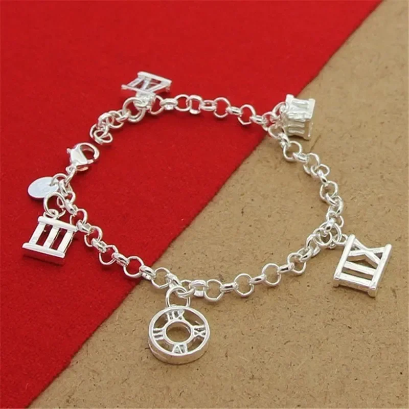 New Design 925 Sterling Silver 8 Inch Roman Numerals Exquisite Bracelet For Woman Wedding Engagement Party Charm Jewelry Gifts