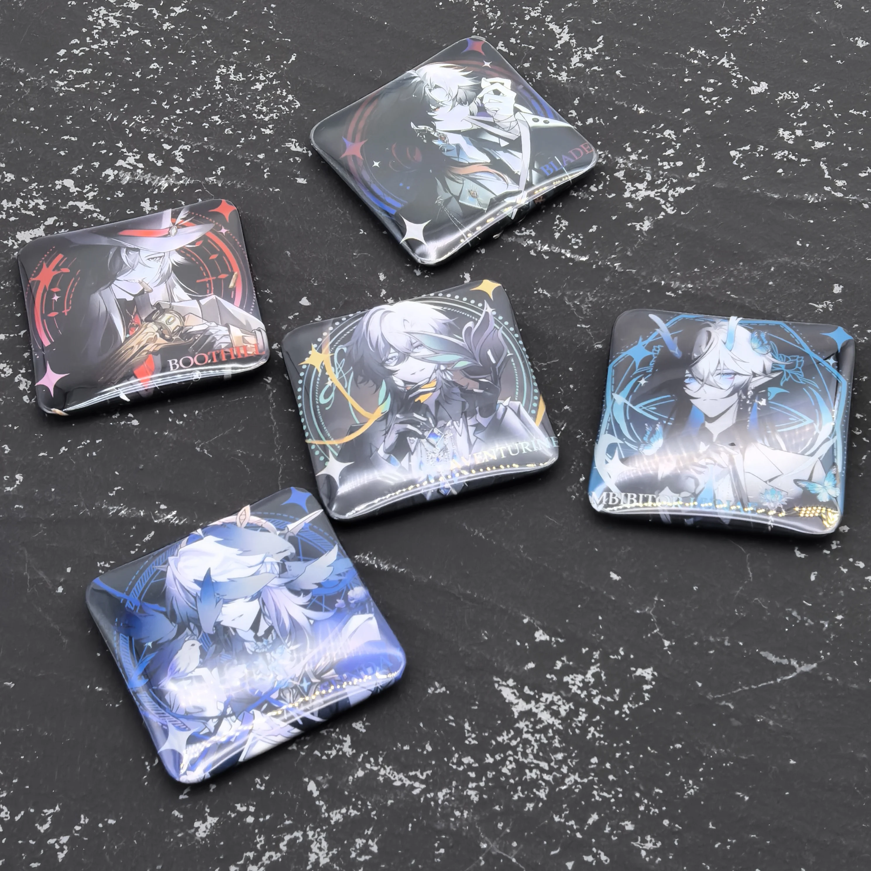 1PC Anime Games Honkai: Star Rail  Sunday Aventurine Boothill Badges Square Brooches Accessories Pretty Gifts Gaming Peripherals