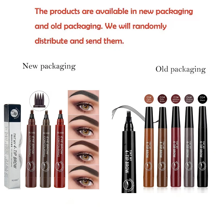 Czterozębny pisak do brwi, czterozwojowy, długotrwały, odporny na rozmazywanie, wodoodporny, nie rozmazujący się pisak do brwi.