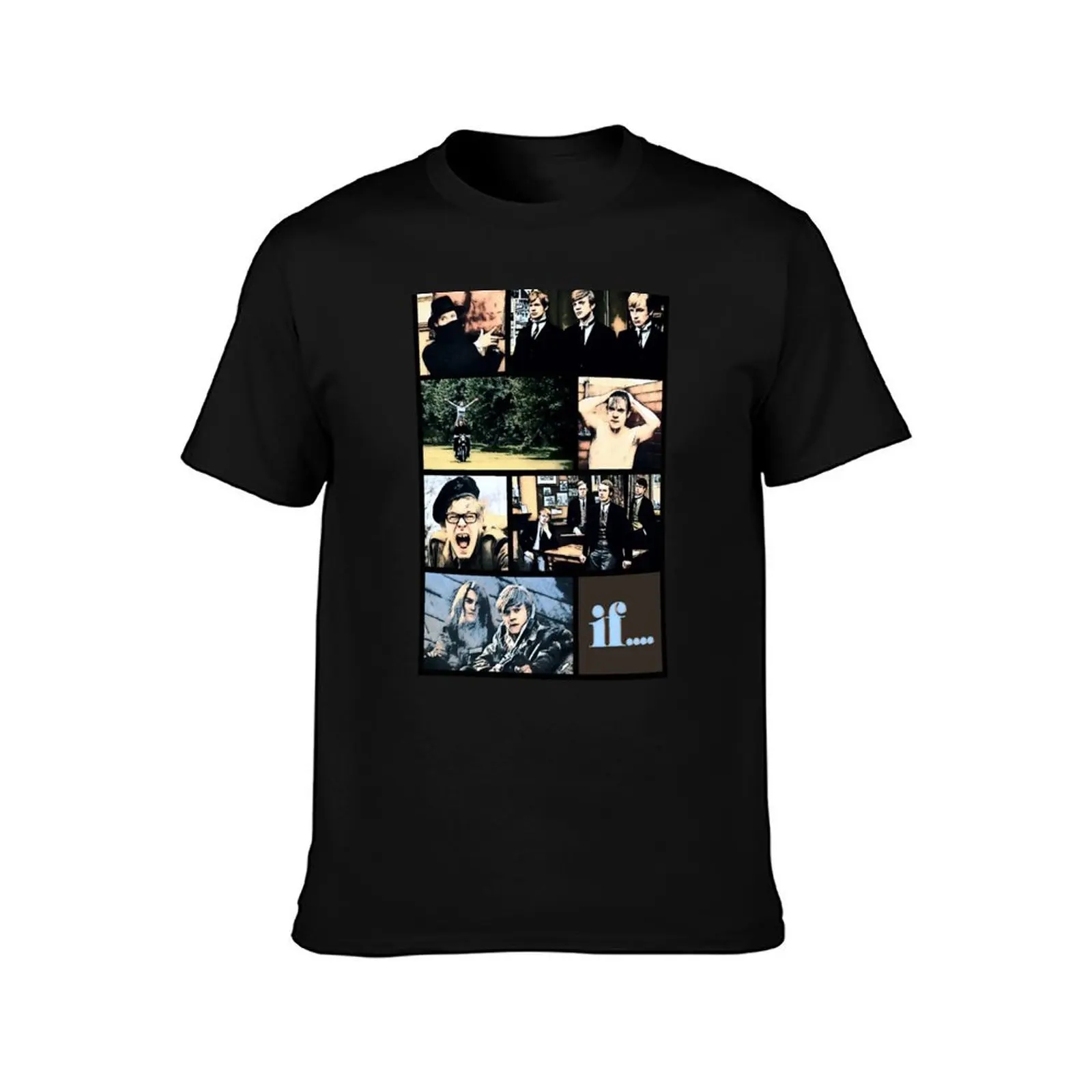if.... 1968 film in comic strip panels T-Shirt Summer Casual Cotton Tee Oversized Streetwear Tops Vintage Graphic Print