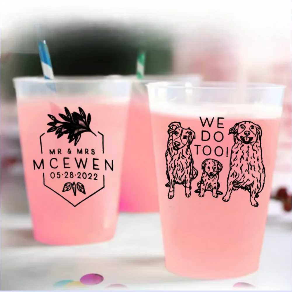 Custom Pet Plastic Cups, Wedding Favors, Personalized Dog Photo, Frosted Cups, Birthday Shower Party, Plastic Cups Dressing