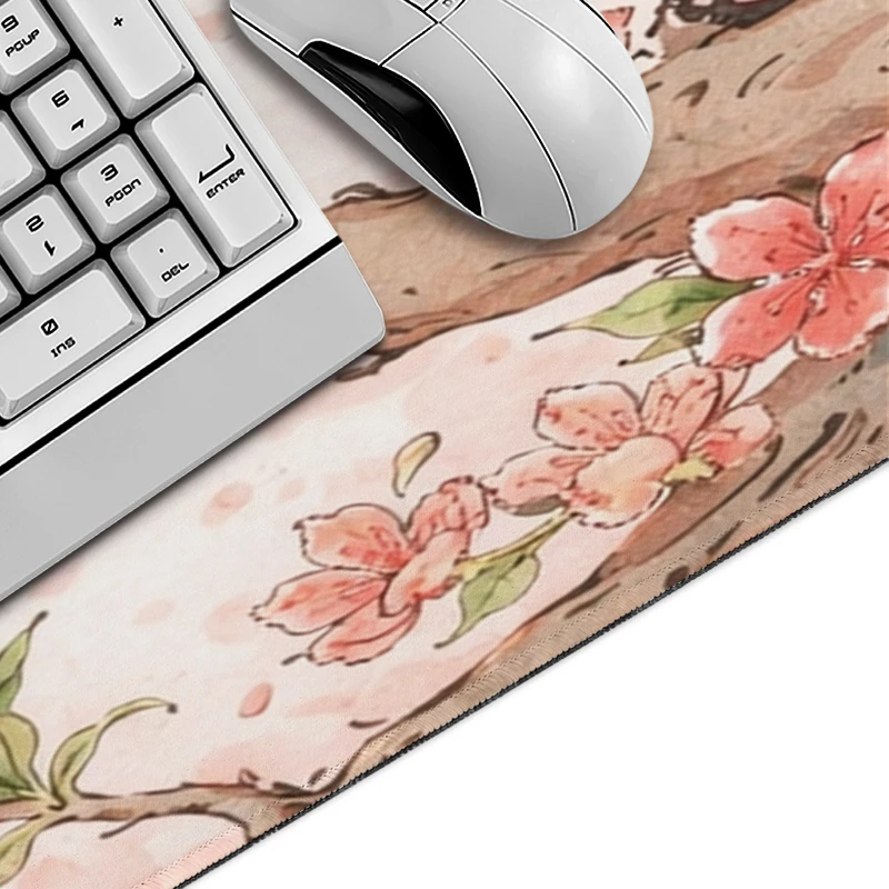 Cherry Blossoms Rabbits Pandas Mouse Pad Gaming XL Large Home Computer Mousepad XXL keyboard pad Carpet Non-Slip Gaming laptop