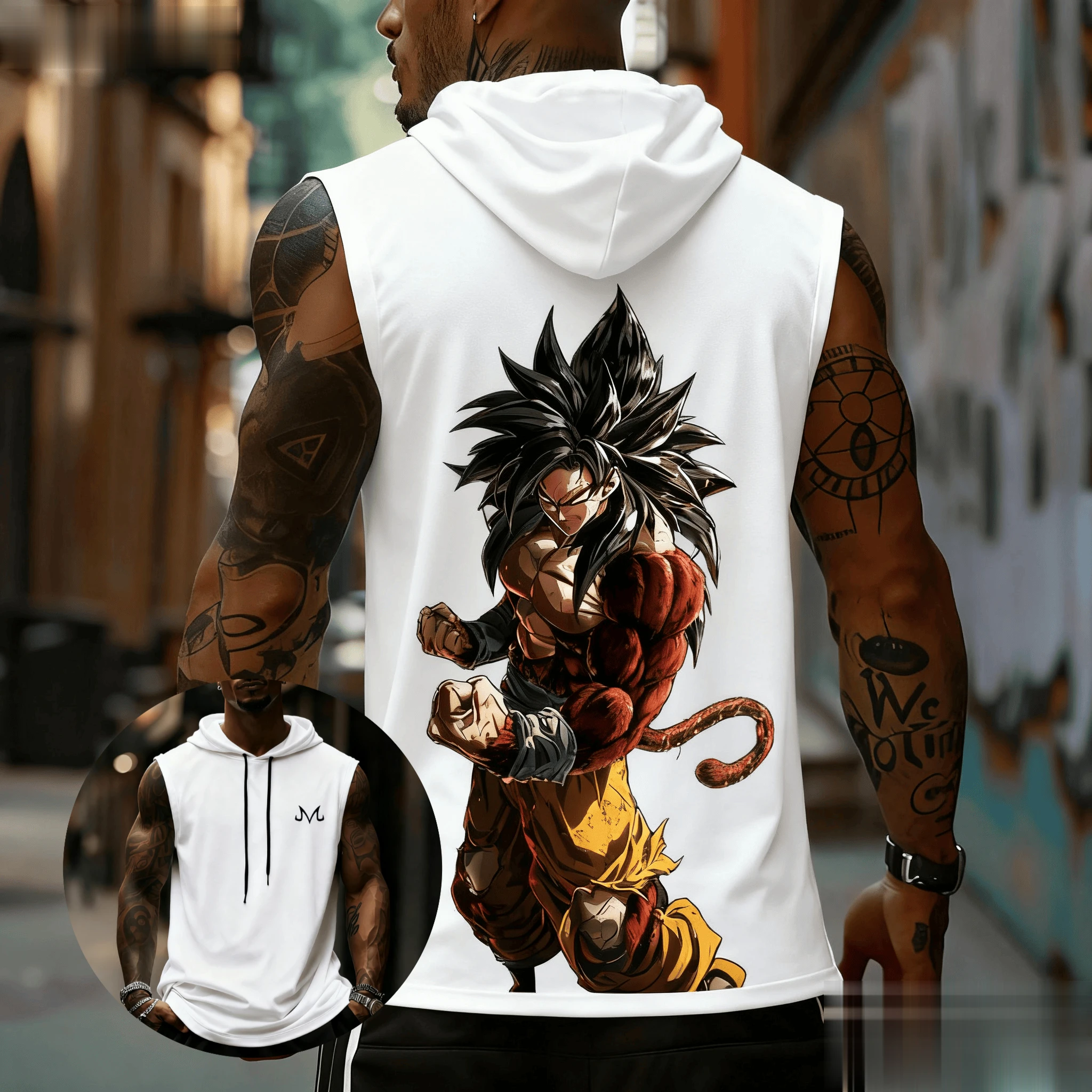 

Летний тренд Dragon Ball аниме Мужская майка с мышцами Толстовка без рукавов Уличная рубашка для тренировок Гоку Футболка с графическим принтом Тренажерный зал Фитнес