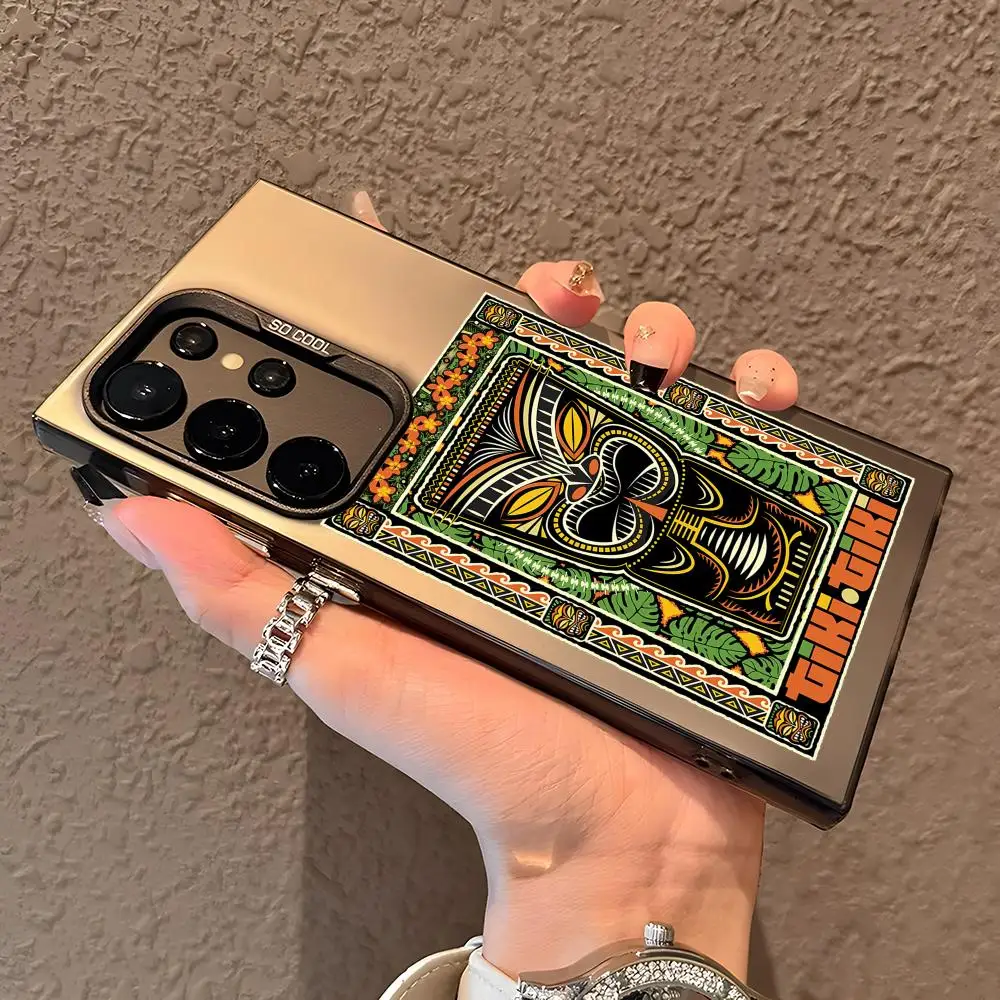 

Horro Tribal Tiki Phone Case For Samsung Galaxy S25 Edge S24 S23 S22 S21 S20 Ultra Funda Silicone Silver Cover