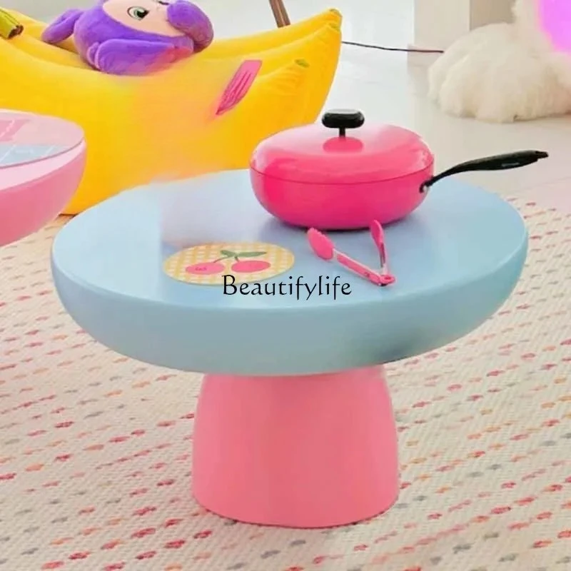 

Waterproof Cute Small Coffee Table Kawaii Unique Modern Round Nordic Side Table Living Room Balcony Mesa Centro Salon Furniture