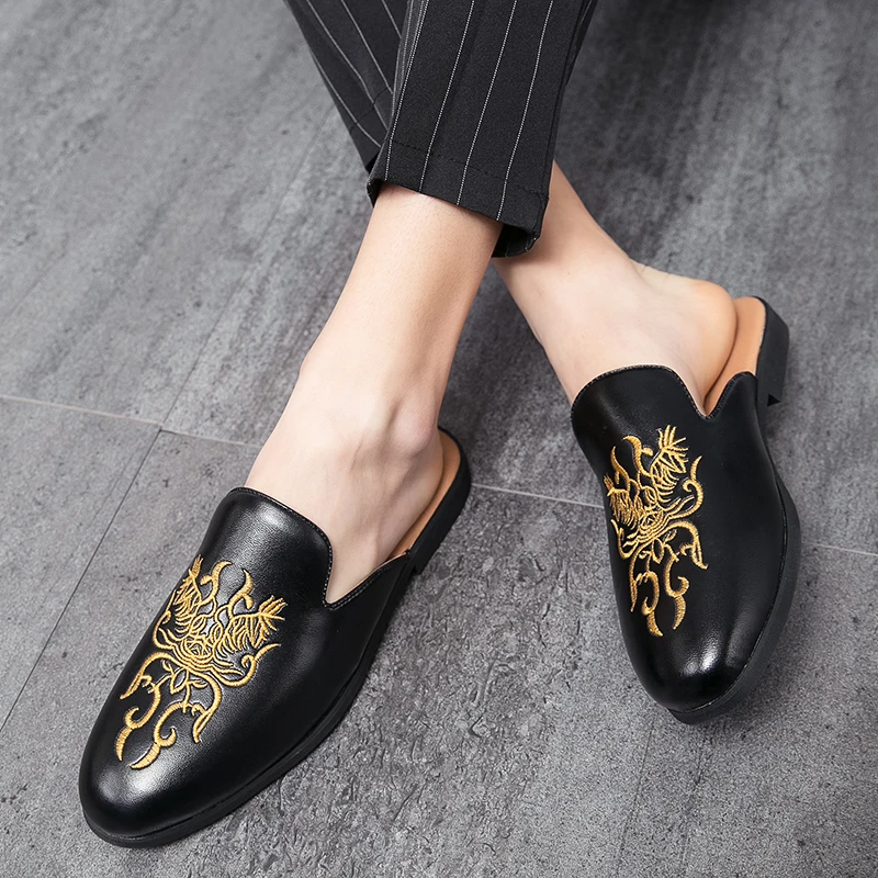 Men Striped Graphic Mule Loafers Fashion Loafers