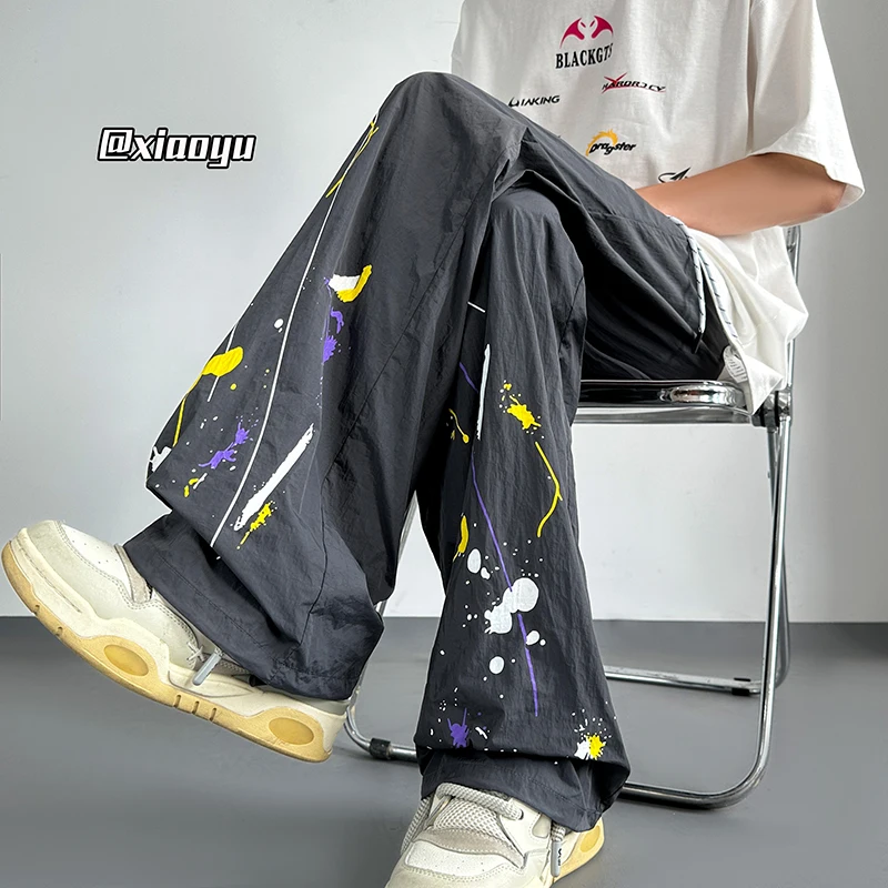 Sommer Freizeit hose Männer Mode Graffiti Freizeit hose Männer Streetwear Hip-Hop lose gerade Hose Herren hose Größe 5xl