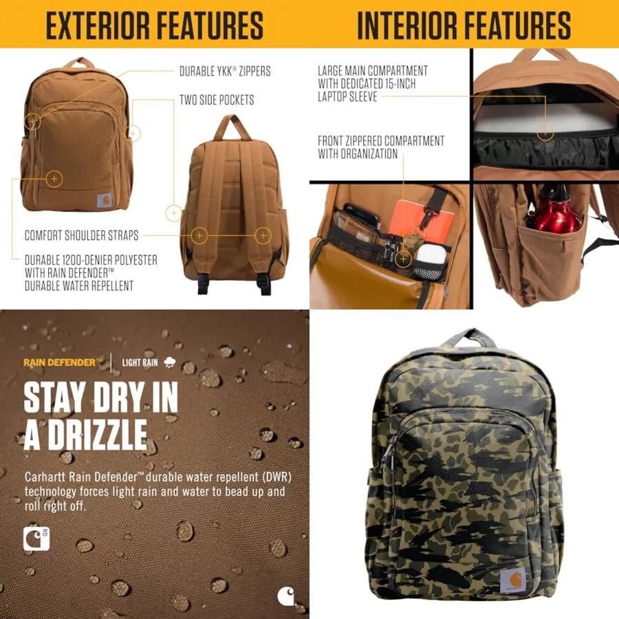 

25L Classic Laptop Backpack, Durable Water-Resistant Pack W/ 15" Laptop Sleeve and Multiple Organizational Compartments