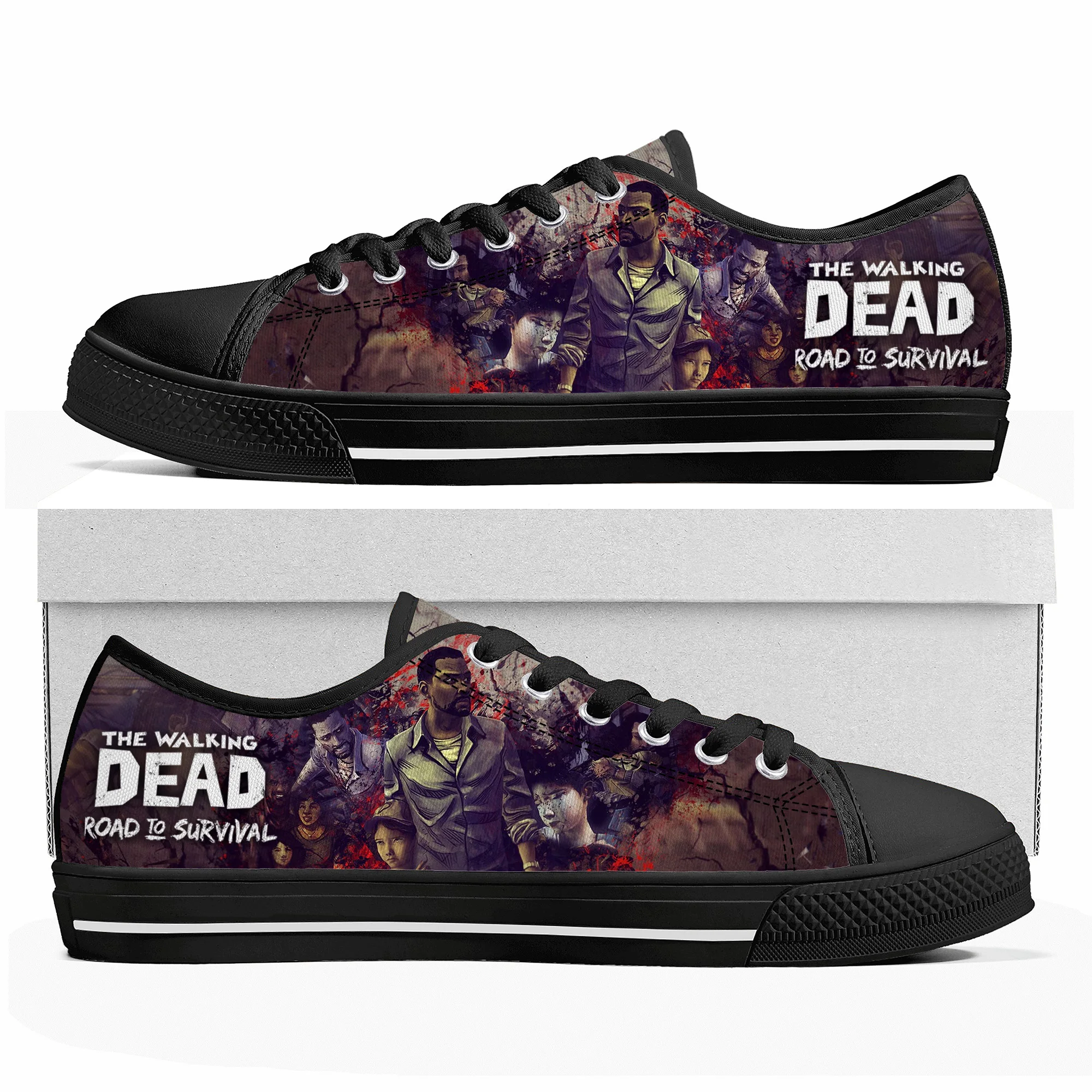 the-walking-dead-low-top-sneakers-cartoon-game-womens-mens-teenager-high-quality-shoes-casual-fashion-tailor-made-canvas-sneaker