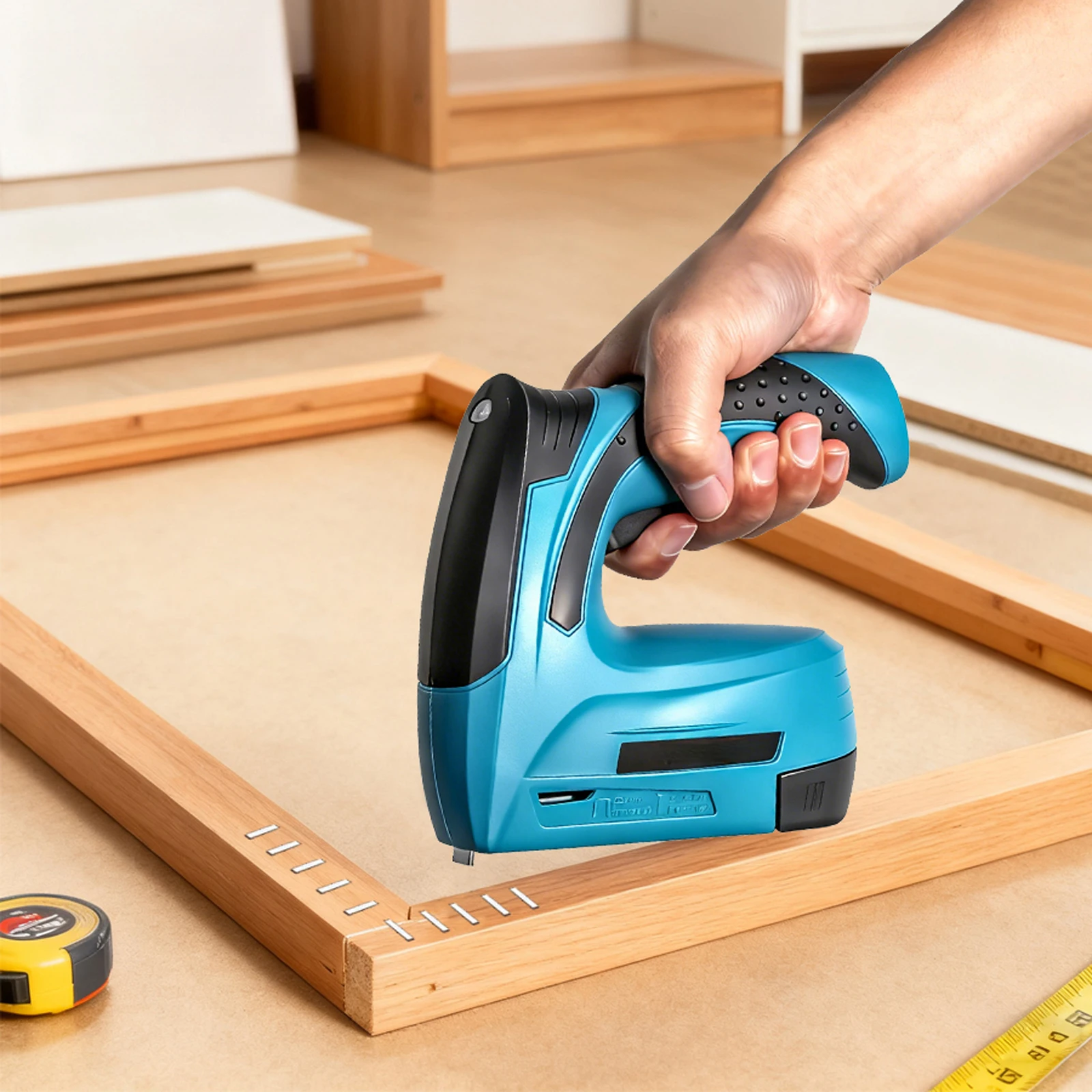 2 in 1 Cordless Electric Nailer Stapler Gun LED Light Furniture Staple Gun Nail Tool for Home DIY