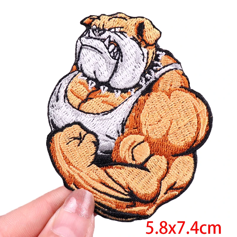 GYM MOOD Patch Muscle Animal/Rock Sports Embroidery Patch Iron On Patches For Clothing thermoadhesive Patches On Clothes DIY