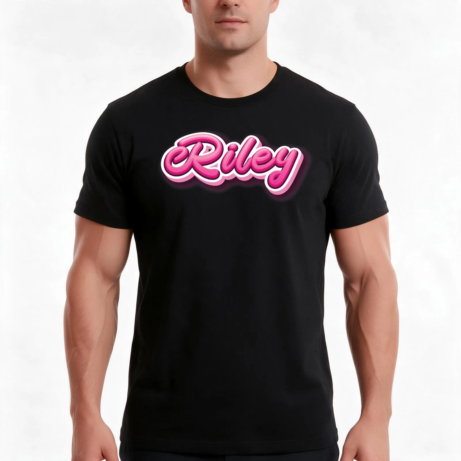 Riley T-Shirt, Summer Casual Cotton Tee, Oversized Streetwear Tops, Vintage Graphic Print, Loose Fit Short Sleeve, 100% Cotton