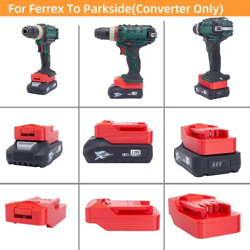 Batteries Converter Adapter For Aldi Ferrex Activ Energy Lithium Convert  To Parkside Lidl Tools Use (without battery and tools)