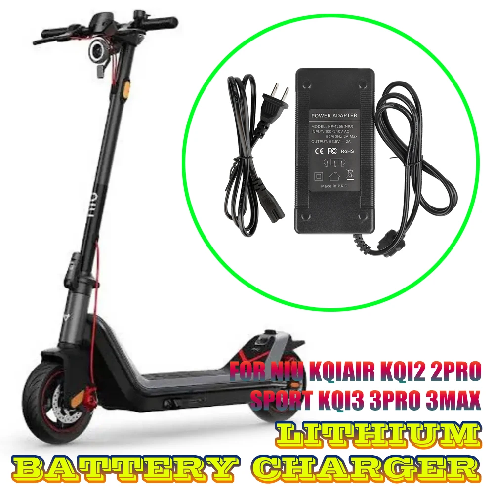 

Mute 53.5V 2A Lithium Battery Charger with IEC connector Parts For Niu KqiAir KQi2 2Pro Sport KQi3 3Pro 3Max Electric Scooter