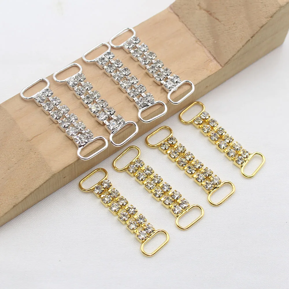 Shining 2 Lines, 10 Pieces, 12 * 38mm Fully Transparent Crystal Sequins, Bikini Buckle, Metal Chain, Swimming Decoration Accesso