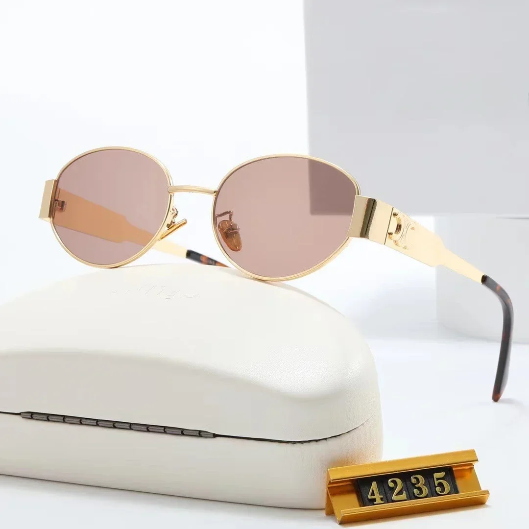 

‌2025 Gold Round Sunglasses Vintage Retro UV400 Protection Women Fashion Oval Face Slimming Cat Eye Eyewear (No Box)