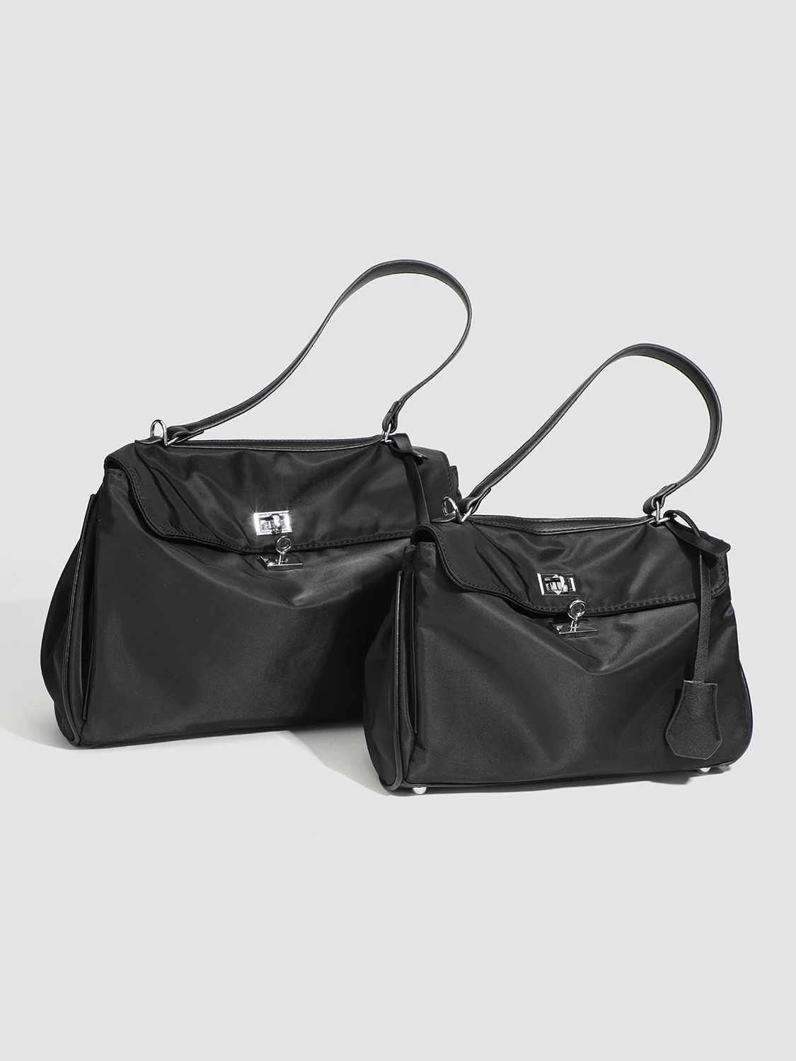 High-End Nylon Tote Bag Women's Large Capacity Commuter Handbag Single Shoulder Crossbody Bag Black Soft Handle Summer ...