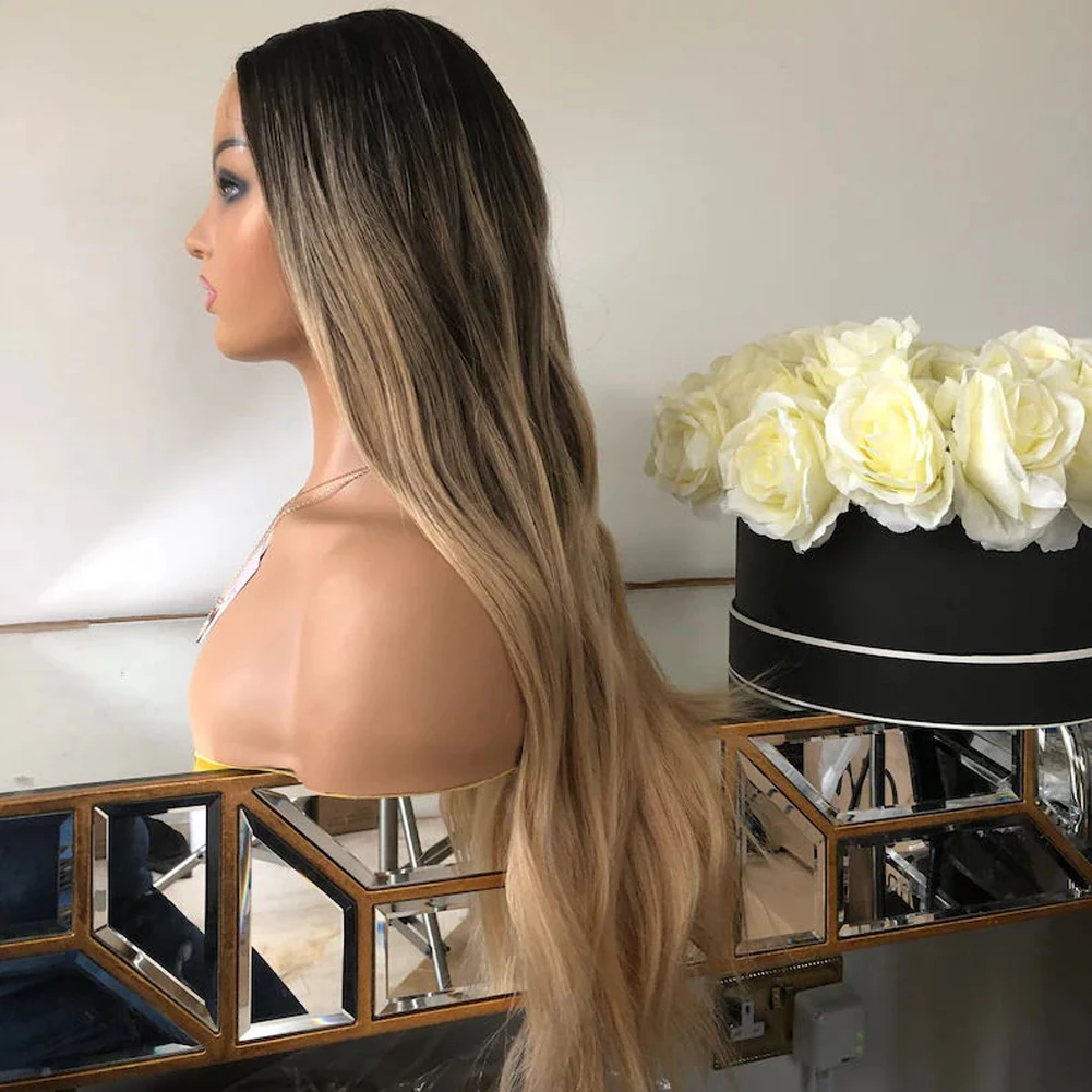 Balayage Blonde U Part Wig Ombre Brown Blonde 2x4 Opening Human Hair Wigs Remy Hair 1x3 V Part Loose Wave Lace Wigs 150% Daily