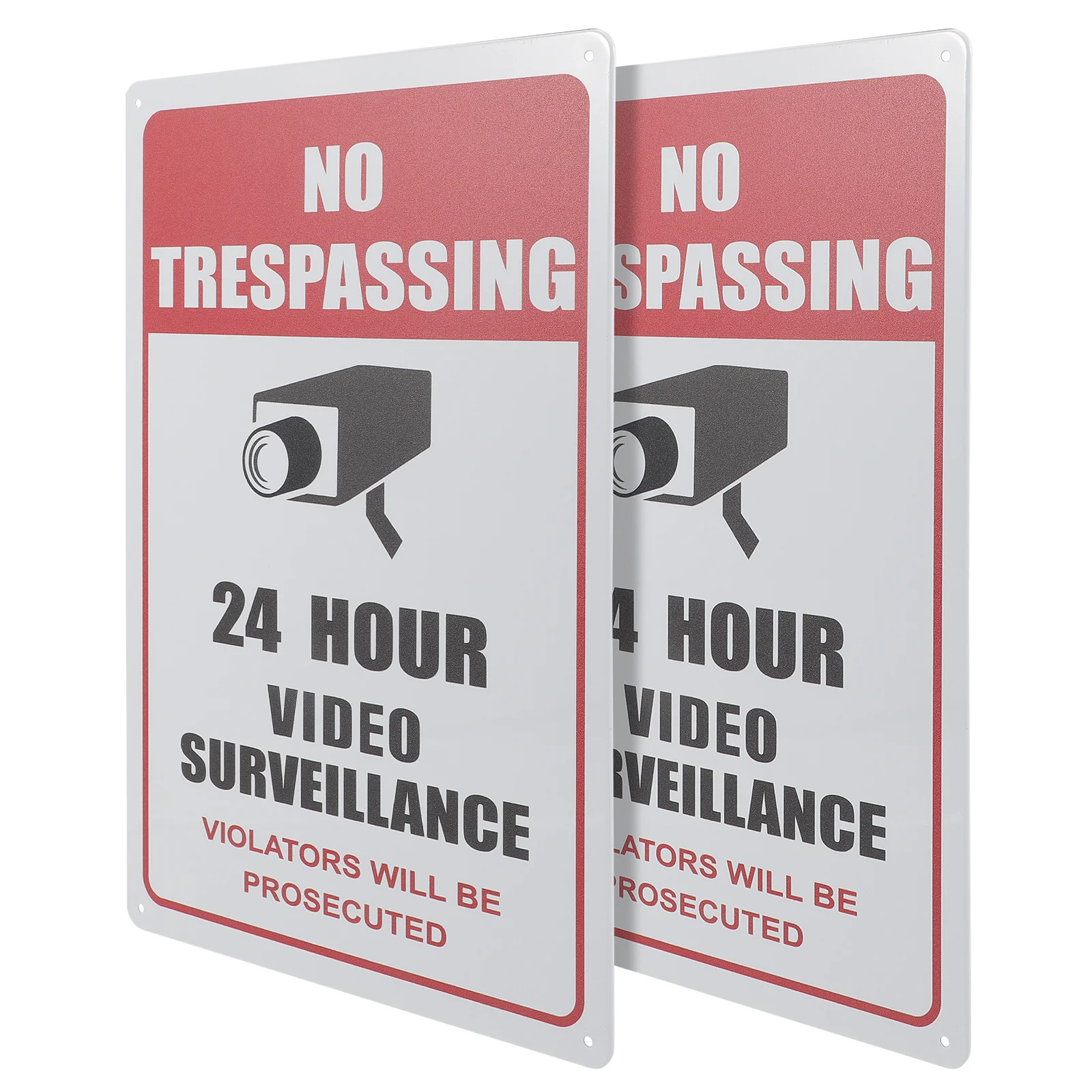 

2Pcs Sturdy Tinplate Security Camera Warning Signboard Clear Video Surveillance No Trespassing Sign for Public Monitoring Area