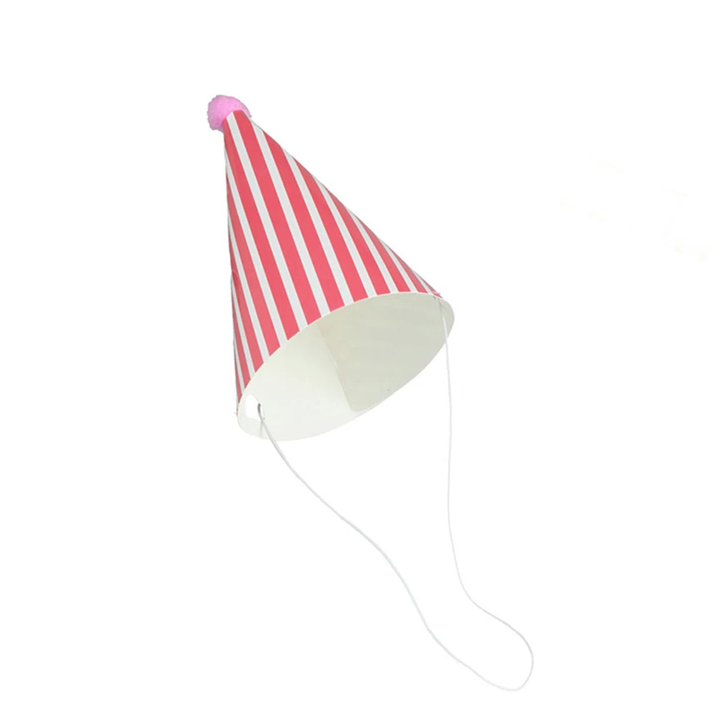 

11pcs Paper Hats Birthday Party Cone Pets Puppy Child Colorful Dots Stripe Design DIY Photo Props Dog Hat