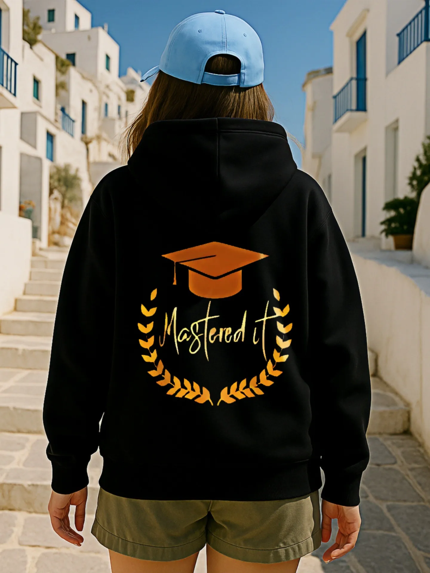 Graduation - Print Graphic Hoodie, Casual Aesthetic Design, Fleece - Lined, Casual Everyday Wear for College Students