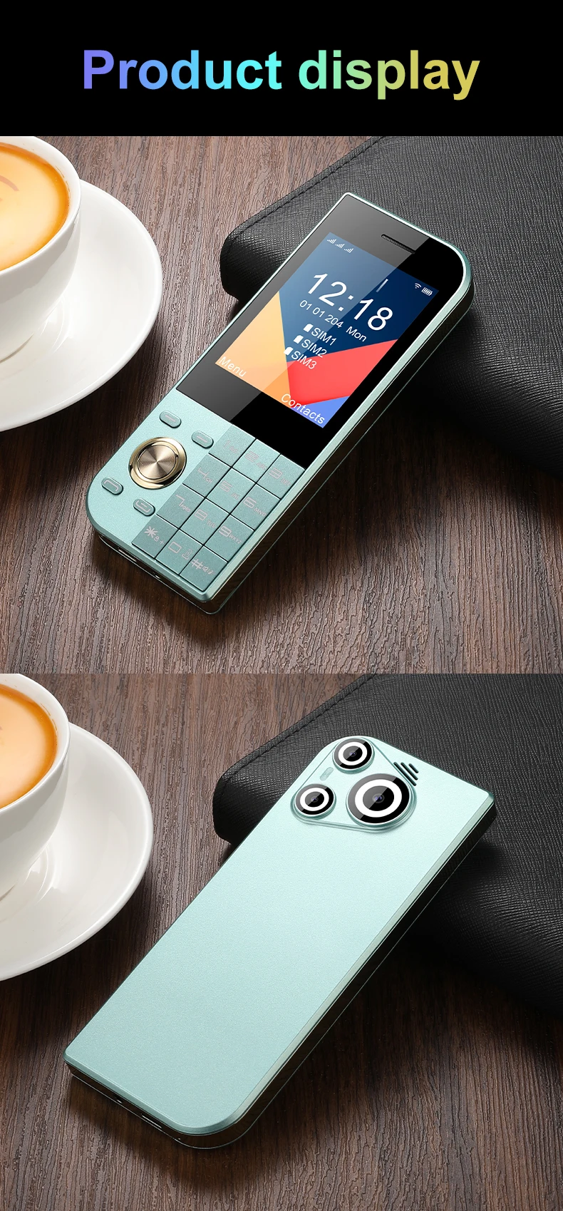 Ultra Slim Mini Size Cute Pocket Mobile Phone Big Screen Triple SIM SOS Call Speed Dial Large Button New Disign Elderly Phone