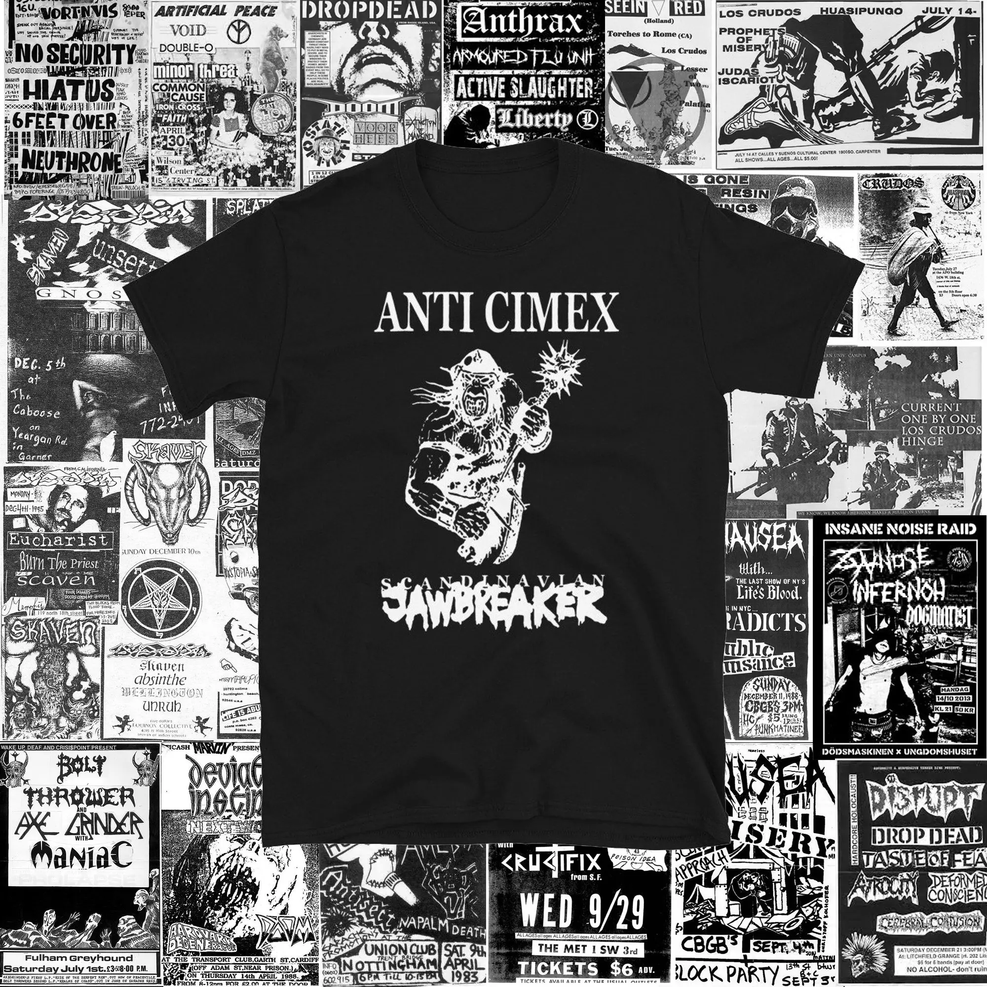 Anti Cimex Scandinavian Jawbreaker Short Sleeve Shirt Punk Crust Dbeat Hardcore Discharge Disclose Totalitar