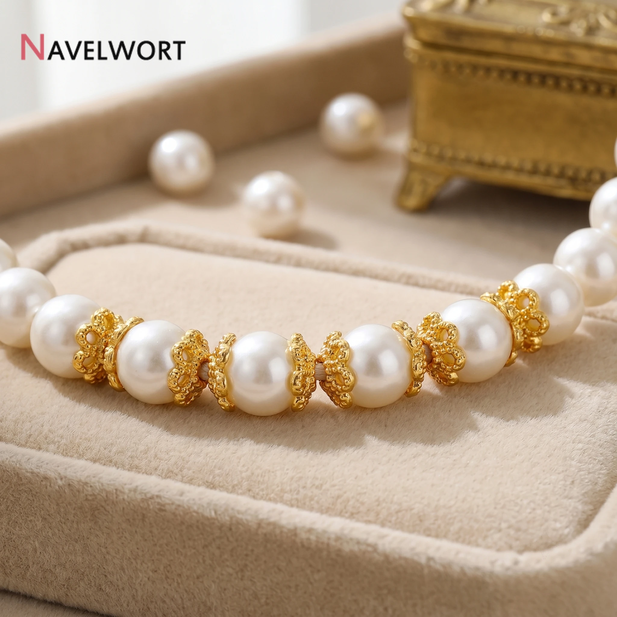14K Gold Plated Brass Metal Hollow Flower Beads Caps, Beads Caps For DIY Bracelet Necklace Making Accessories view 2