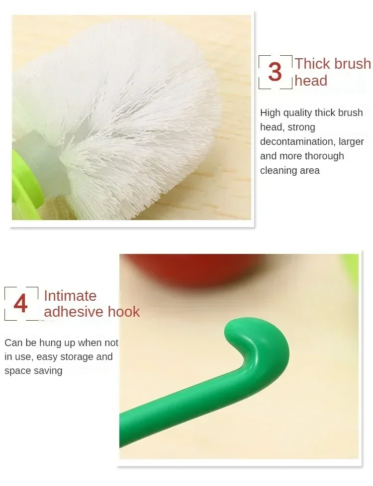 Creative Cherry Shaped Toilet Brush Set Long Handle for Bathroom Corner Cleaning Replaceable Nylon Soft Bristle Accessories