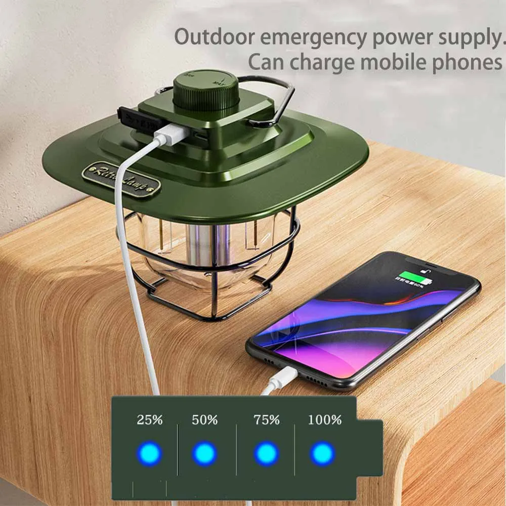 

Camping Lantern lights USB Charger Portable Outdoor Emergency Light 3 Color Retro lampara recargable For Outdoor Work Hiking