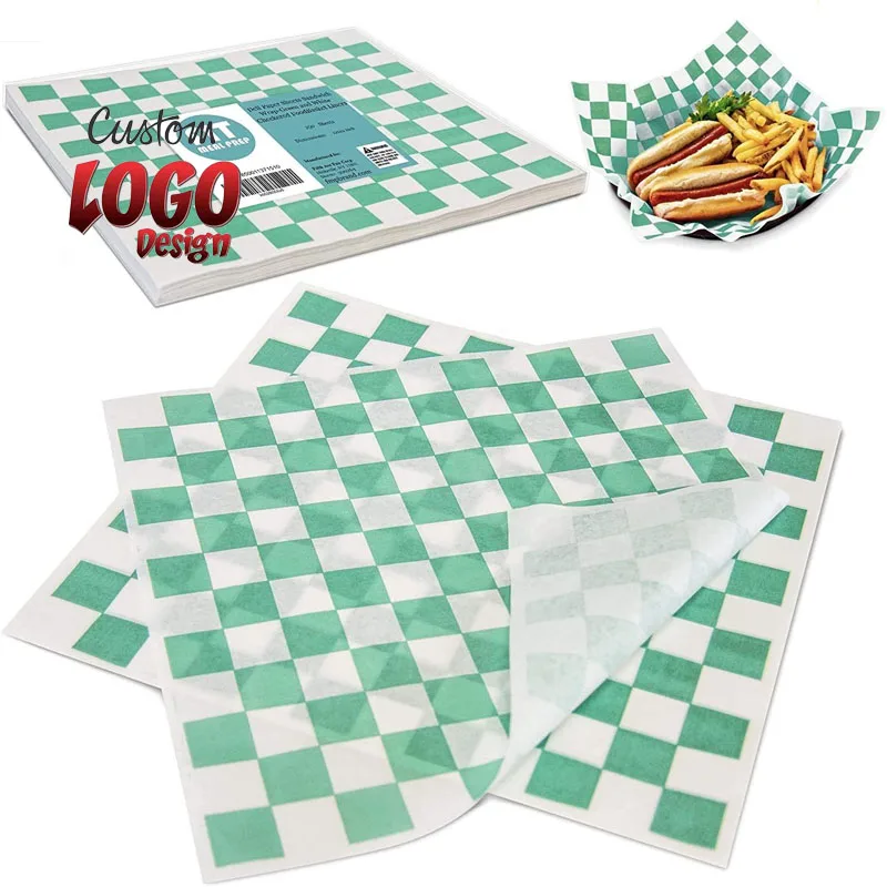 Custom LOGO Printed Sandwich Hamburger Wrappers Oil Resistant Glassine Fast Food Wrapping Paper