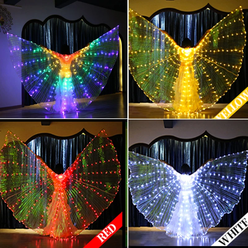 Hot Sale Dancing Dress Cloak With Adjustable Stick LED Butterfly Wing Girls Women Children Decorative Dancing Props  Party Cloak