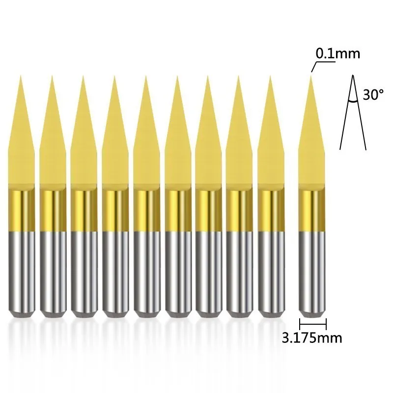 3,175mm Schaft PCB Fräser Gravur Bits Titan Beschichtetes Hartmetall-schaftfräser für PCB Maschine Mais Ende Mühle CNC router Bits – Detail 12