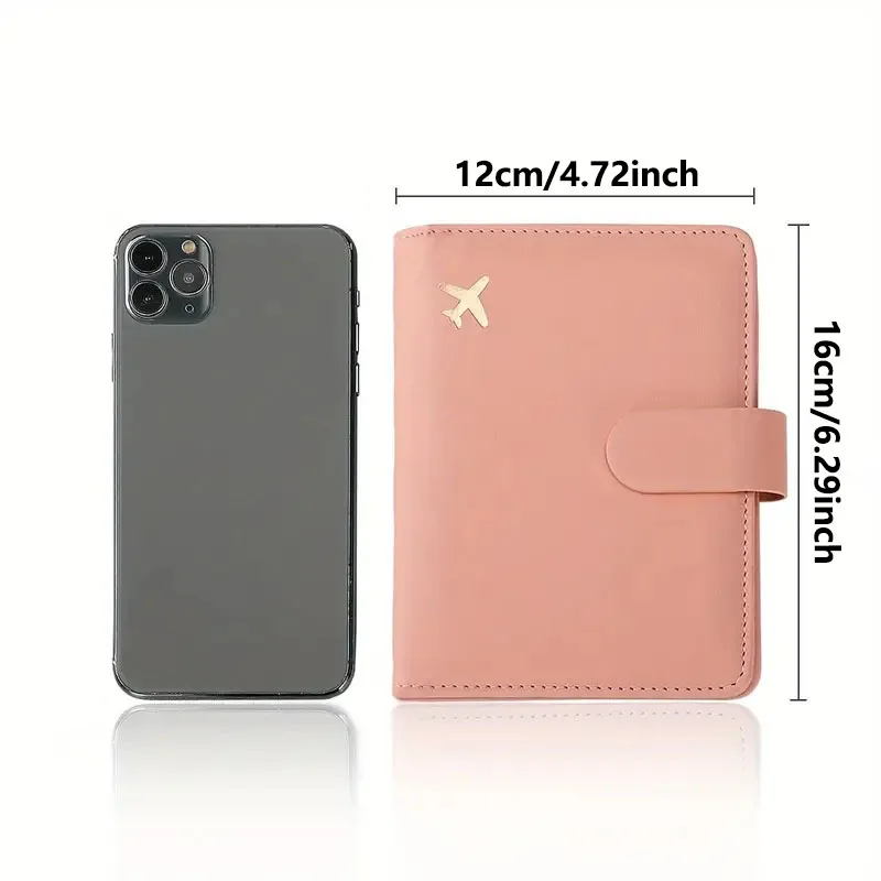 Waterproof Leather Passport Holder with Cute Buckle - Travel Book Cover Card Organizer for Men And Women Airplane Trip Accessory view 3