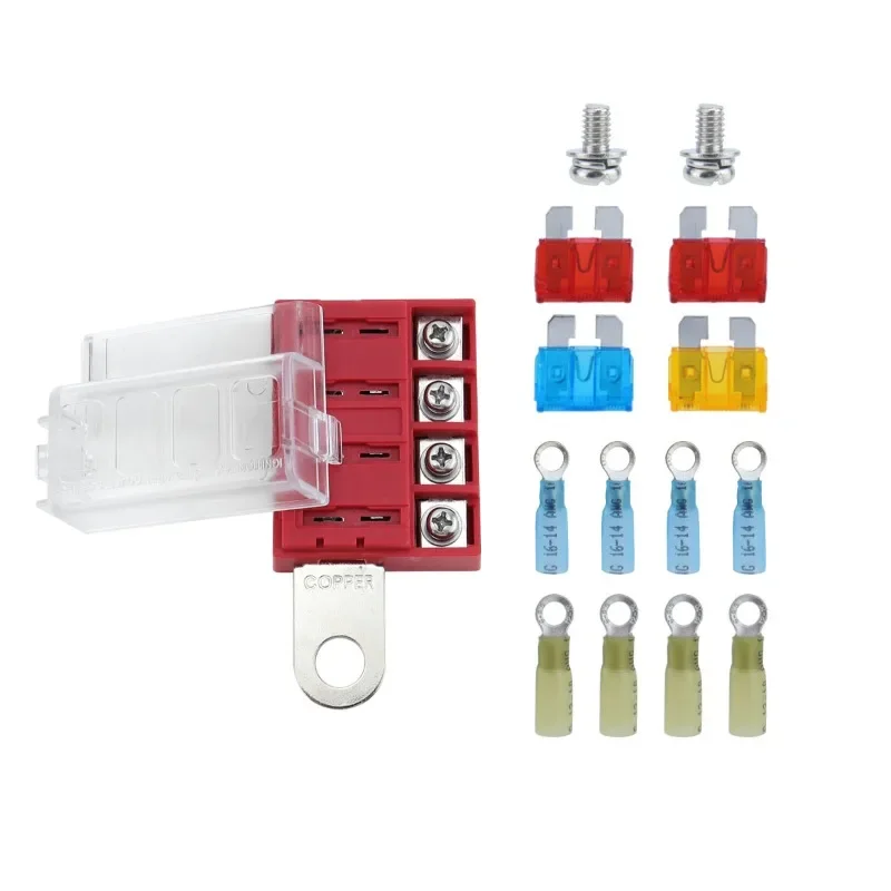 RV Yacht Blue Ocean 5023 Ignition Protection Red Battery Terminals, Auto Parts Fuse Block 4-way Circuit