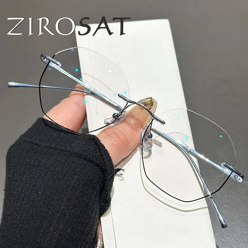 ZIROSAT 632-E β TitaniumTint Lenses Myopia Glasses Reading Glasses  Rimless  Glasses Frame for Men or Women