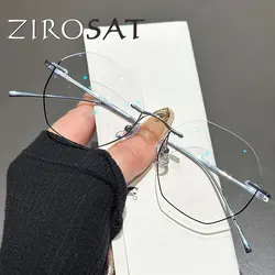ZIROSAT 632-E β TitaniumTint Lenses Myopia Glasses Reading Glasses Rimless Glasses Frame for Men or Women