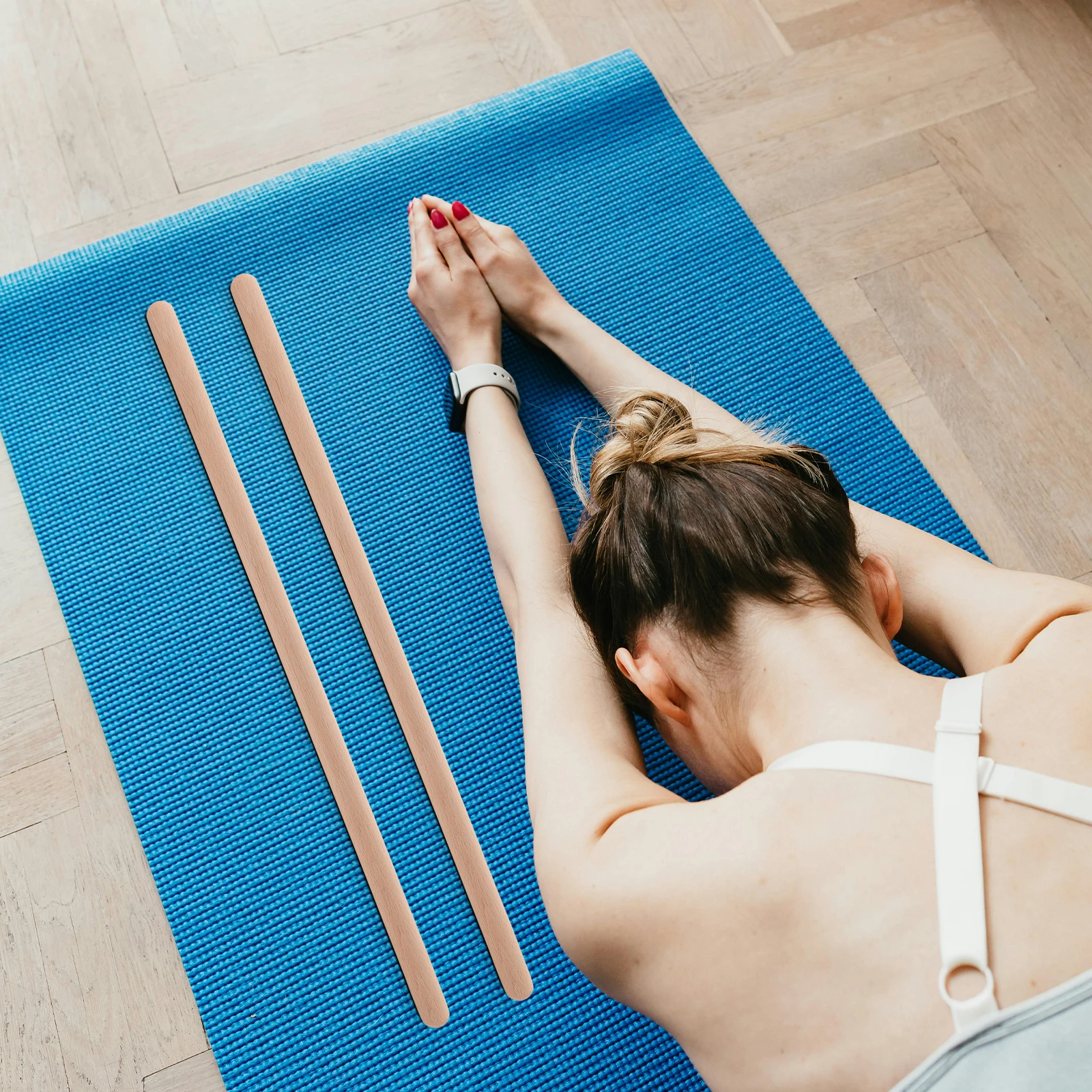 

2pcs Wooden Back Opening Sticks For Hunchback Correction Shoulder Training Yoga Stretching Exercise Stick Solid Wood Fitness