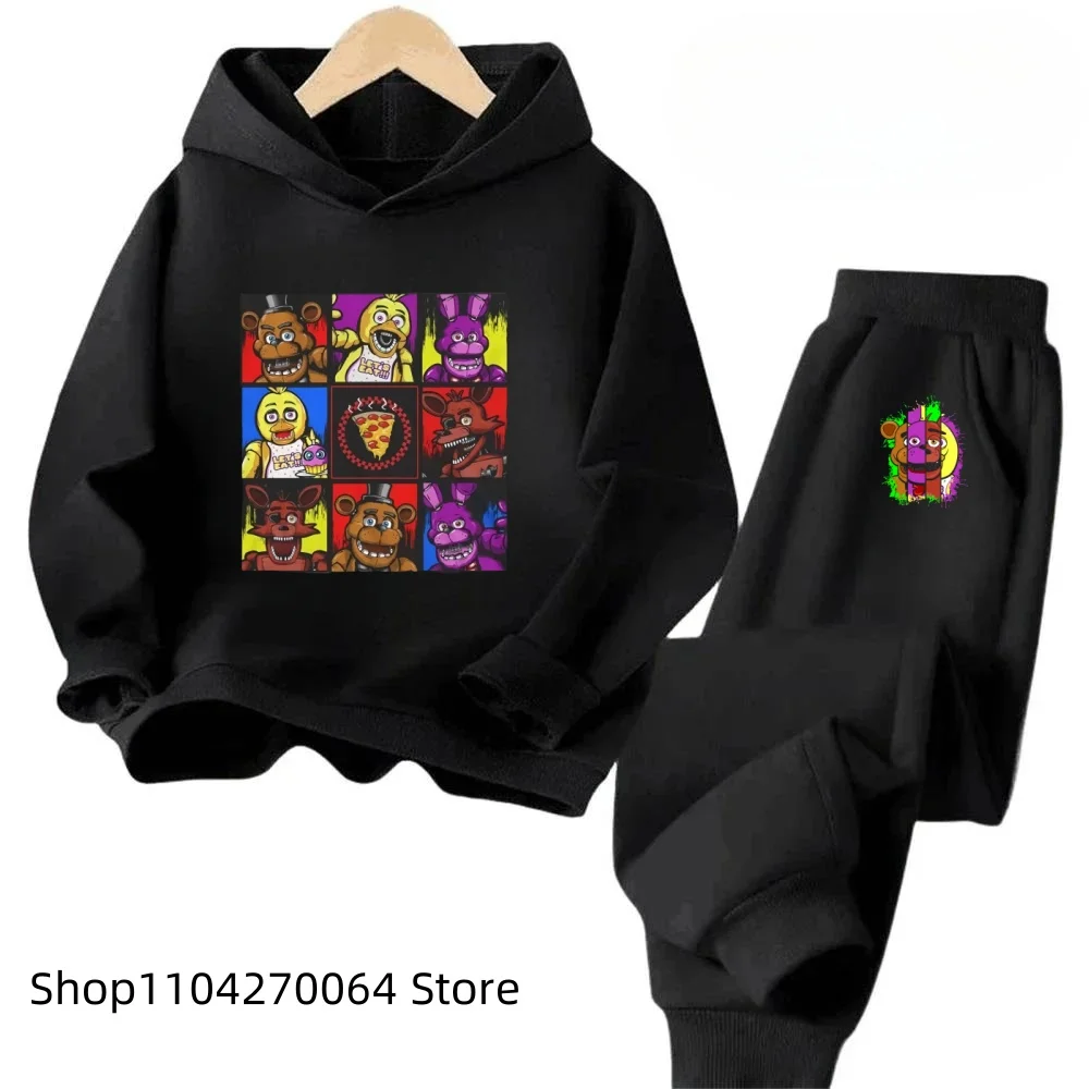 Kids Clothes Five Nights At Freddys Children Hooded Set Sweater Anime FNAF Hoodie Cartoon Long Sleeved Spring Autumn Sweatshirts