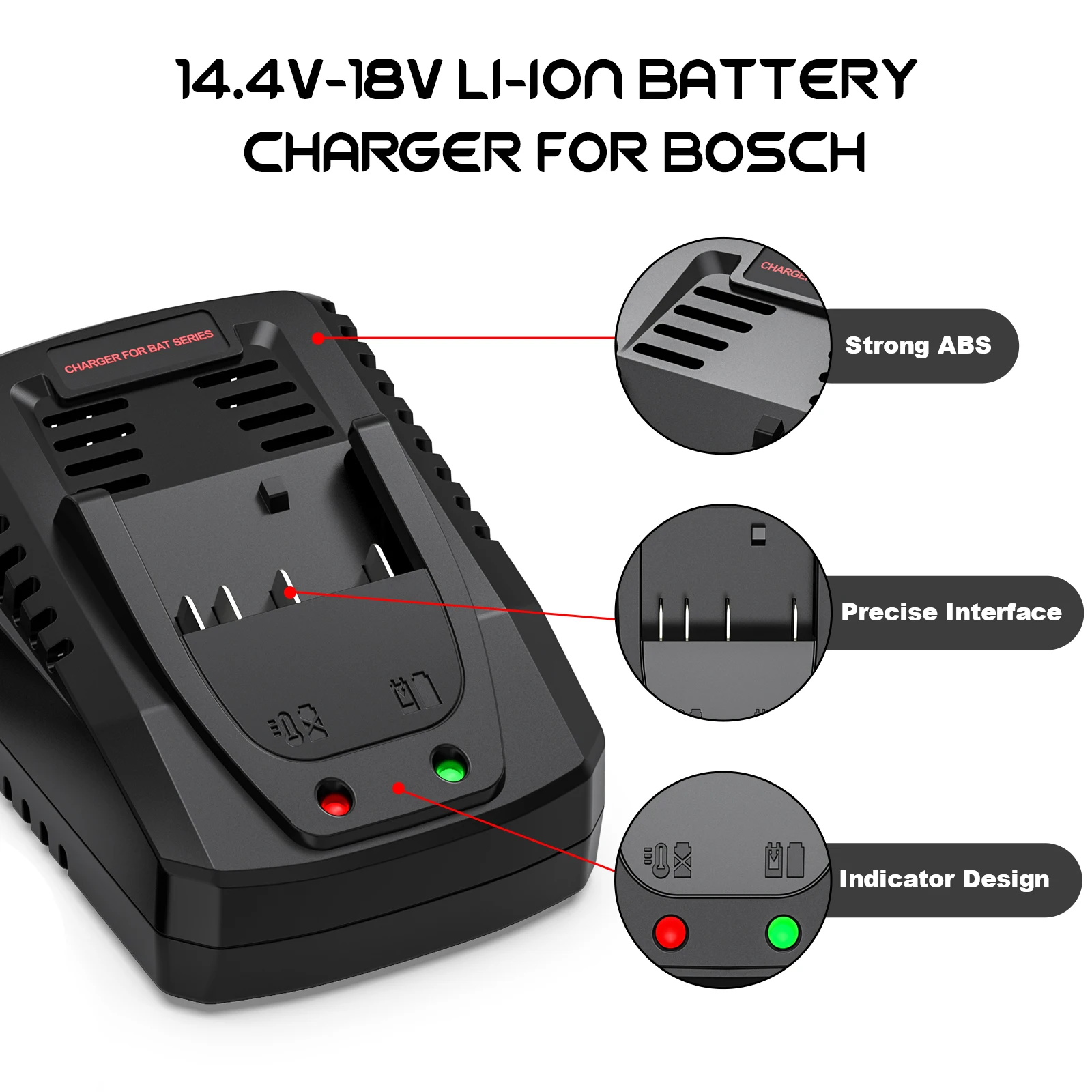 3A Li-ion Battery Charger For Bosch 14.4V 18V Battery BAT609 BAT609G BAT618 BAT618G Charger AL1860CV AL1814CV AL1820CV