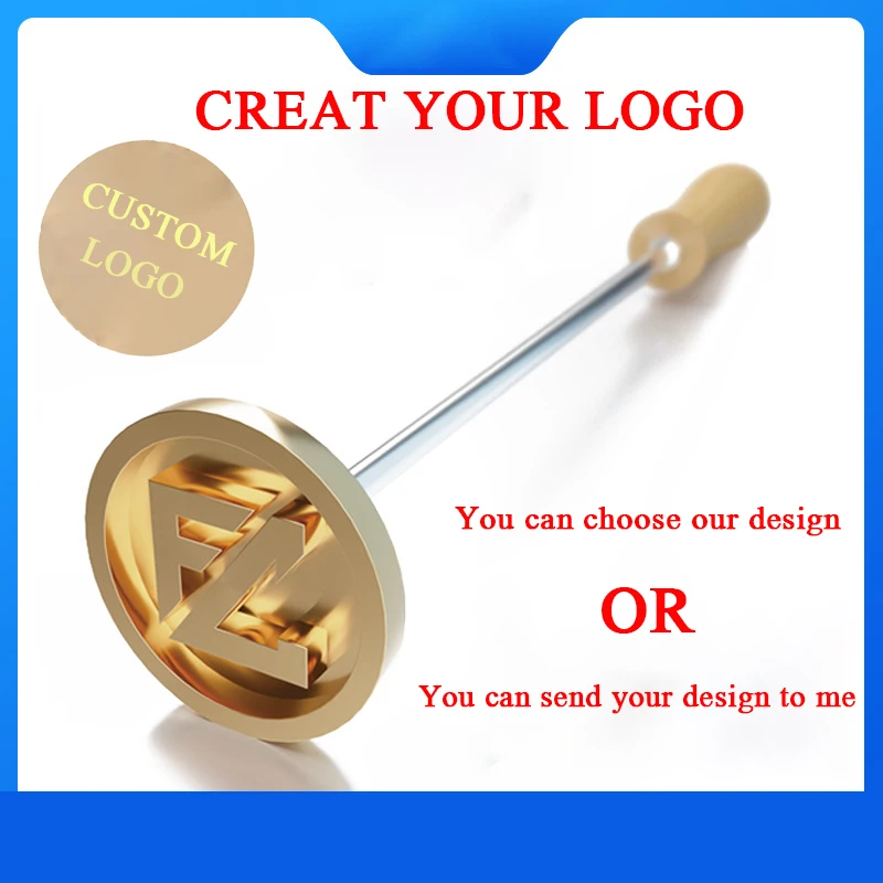 

3.2cm LOGO Customized Brass Iron and Handle Heating Stamping Embosser Stamp Custom Cake Hamburger Wedding Party Private LOGO DIY