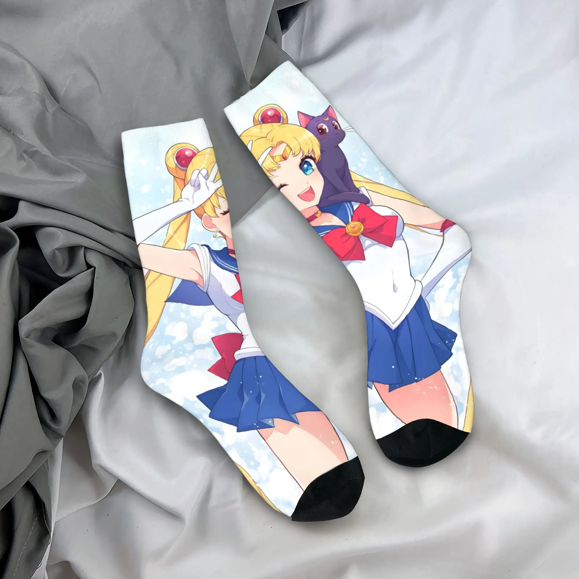 

Мужские носки Custom Kawaii S-Sailors Moons, теплые дышащие носки унисекс с 3D-принтом Beautiful Girl Crew Socks